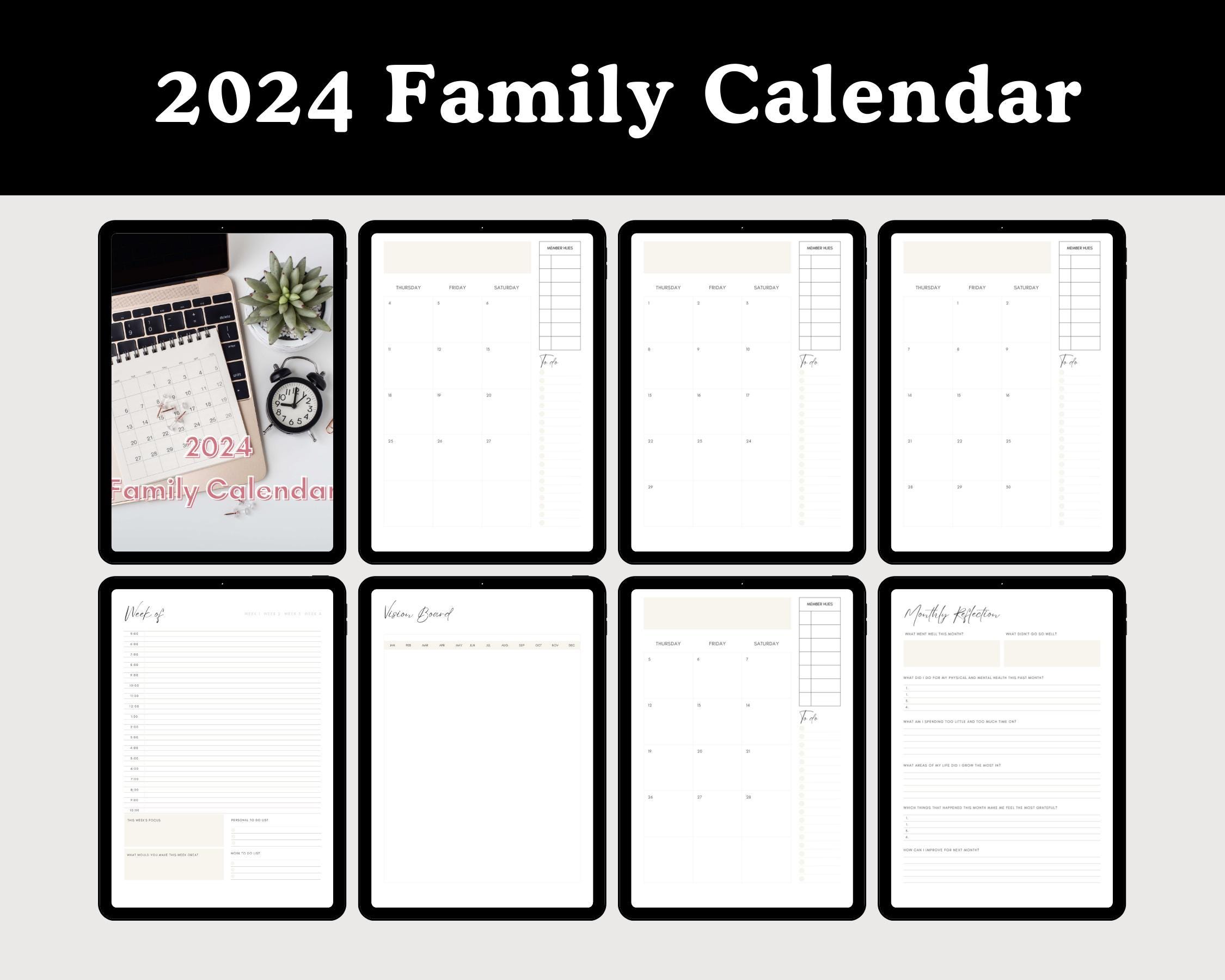 Digital Family Calendar Printable Monthly Planner (digital Download
