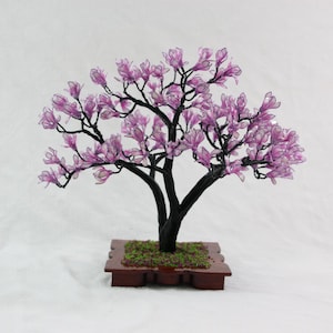 Magnolia, wire art, wire tree, wire flowers, wire tree, bonsai, gift idea, decoration, artificial tree, tree of life, feng shui.