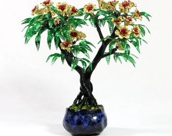 Arte con il filo metallico, albero di filo metallico, fiori di filo metallico, albero di filo metallico, bonsai, idea regalo, decorazione, albero artificiale, albero della vita, feng shui.