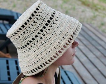 Crochet Raffia Bucket Hat, Boho Sun Hat, Сolorful Bucket Hat  display picture 1