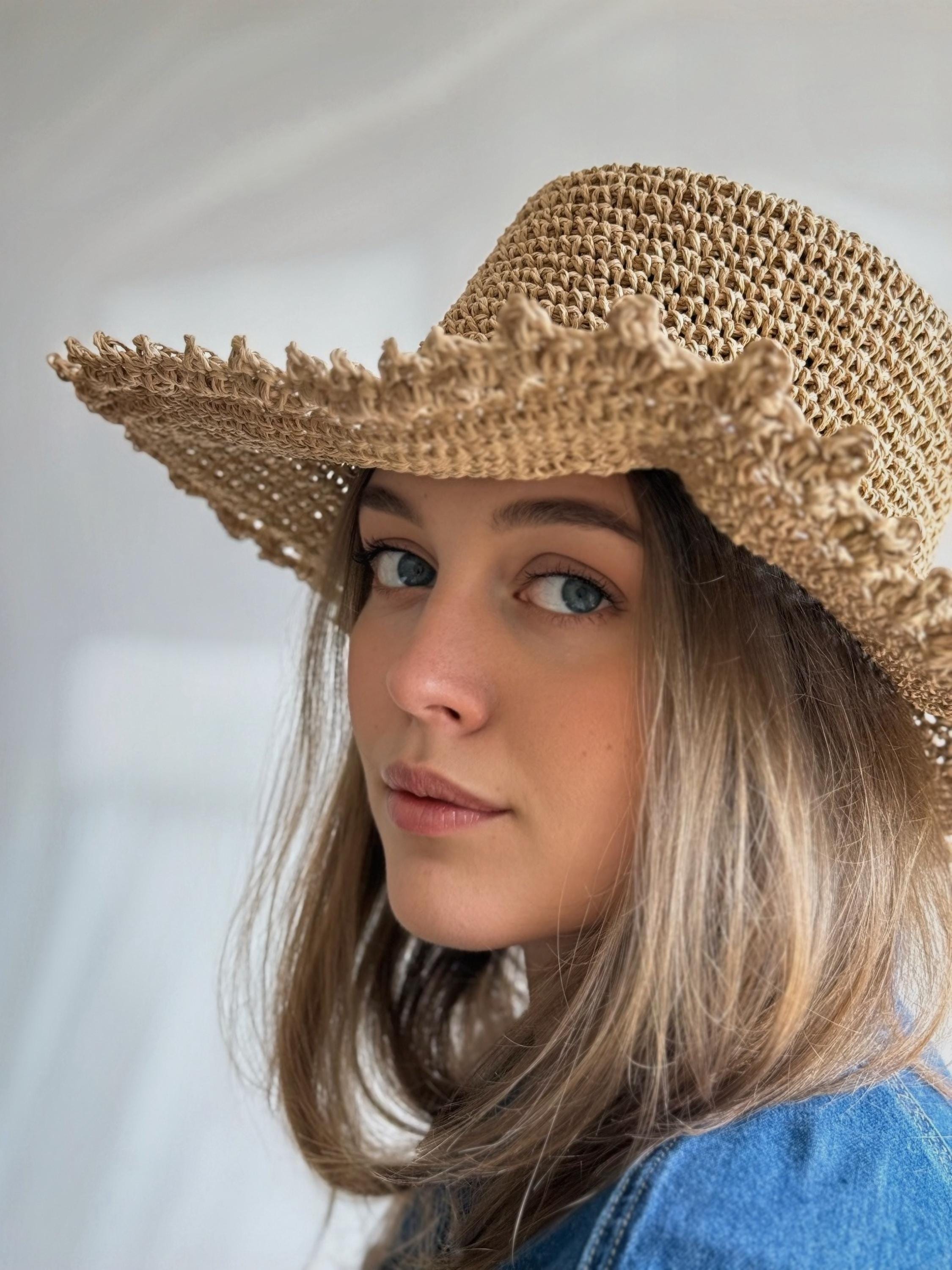 3671 Wide Brim Crochet Sun Hat Boho Cowboy Hat With 3 Decorative Hat Bands HXNH Hollow out Wedding Party Cowboy Hat Unisex Cowgirl Hat  main image 4