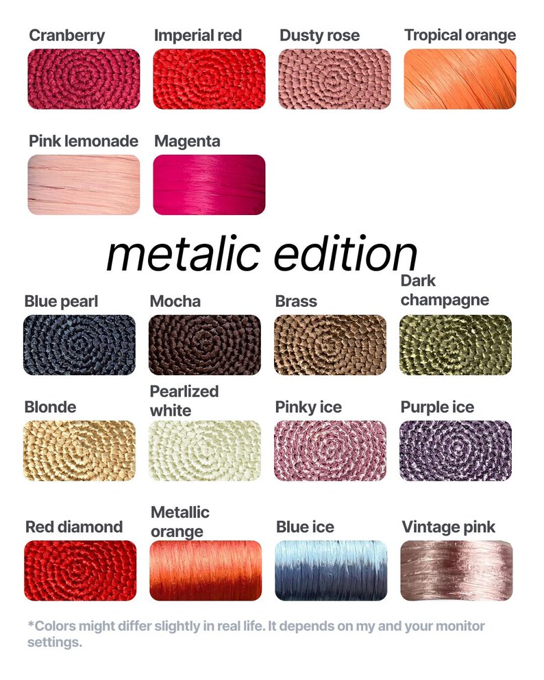 Peut inclure: Un nuancier pr&eacute;sentant des &eacute;chantillons de couleurs vari&eacute;es, notamment cranberry, rouge imp&eacute;rial et orange tropical. Le texte "metallic edition" est affich&eacute;. Le nuancier comprend &eacute;galement des couleurs comme bleu perle, mocha et diamant rouge.