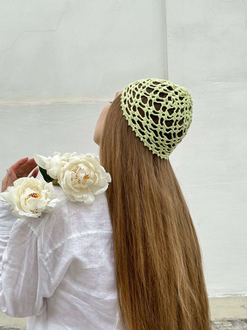 Light Pistachio Crochet Summer Hat,Summer Beanie, Skull Hat