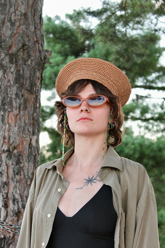 French style brown beret, women raffia straw hat, elegant summer vacation hat, mother day gift, vintage style hat, anniversary gift her