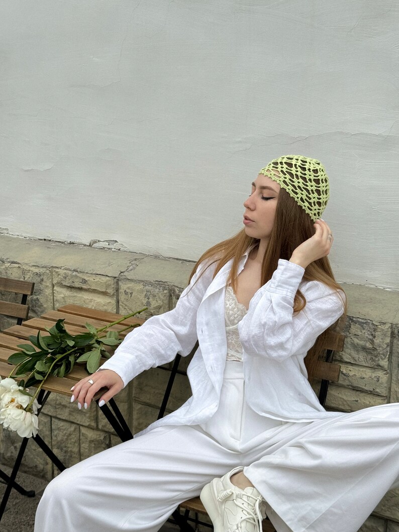 Light Pistachio Crochet Summer Hat,Summer Beanie, Skull Hat