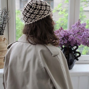 Beige Crochet Summer Hat,Summer Beanie, Skull Hat