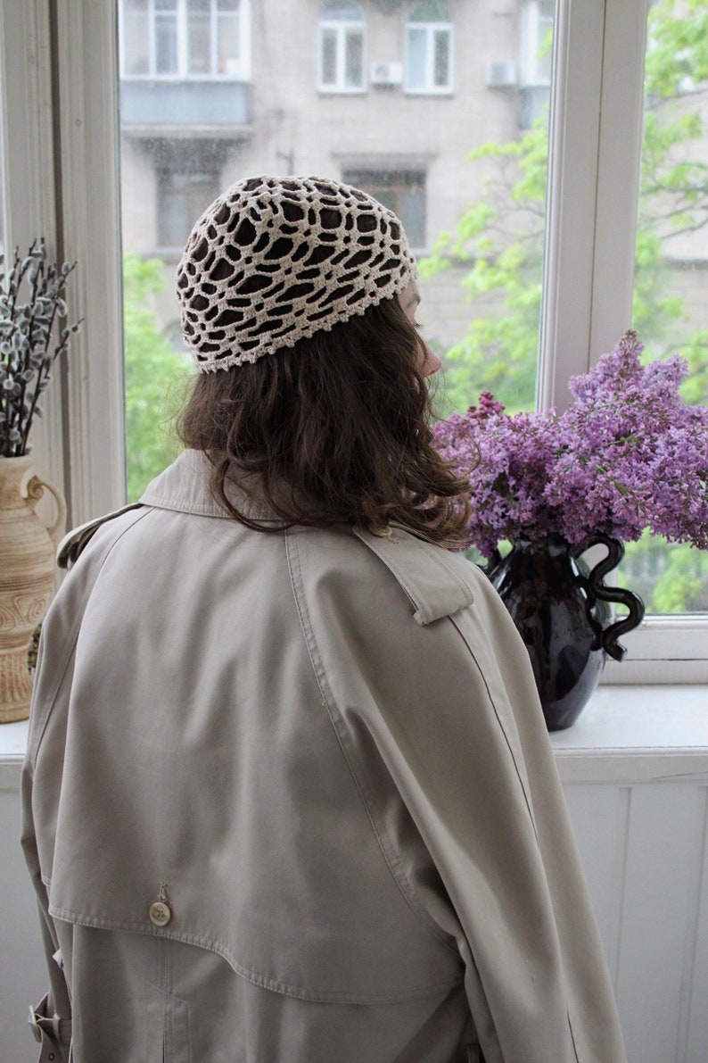 Beige Crochet Summer Hat,Summer Beanie, Skull Hat