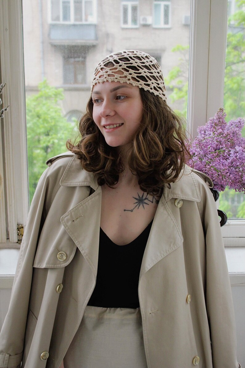 Beige Crochet Summer Hat,Summer Beanie, Skull Hat