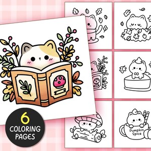 Autumn Bundle Fall Kawaii Cozy Coloring Pages Bundle for Adults, 24 Pages Autumn Aesthetic Coloring, Bold and Easy Coloring page for teen