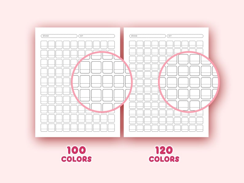 Color Swatch Chart Printable, Blank Color Swatches Sheets PDF, Alcohol Markers Blank Color Chart Printable, 40 80 100 120 Color Swatch