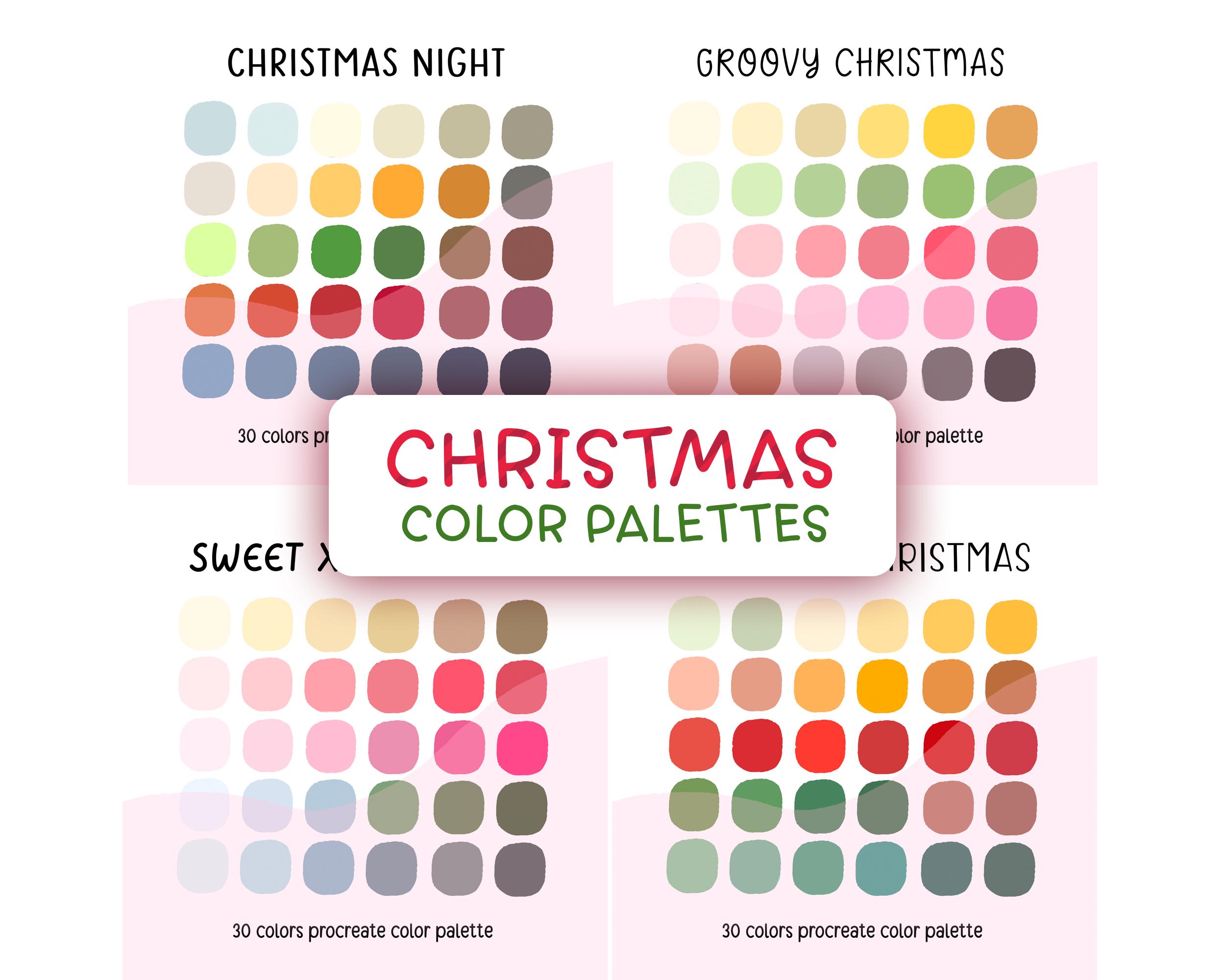 Christmas Aesthetic Procreate Color Palettes Bundle – Kawaii Holiday Swatches for iPad