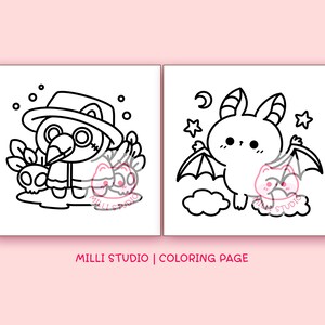 Halloween Bold and Easy Coloring Pages for Adults - 10 Pages Simple Coloring Sheet Kawaii Coloring Book Aesthetic Teen Coloring Pages