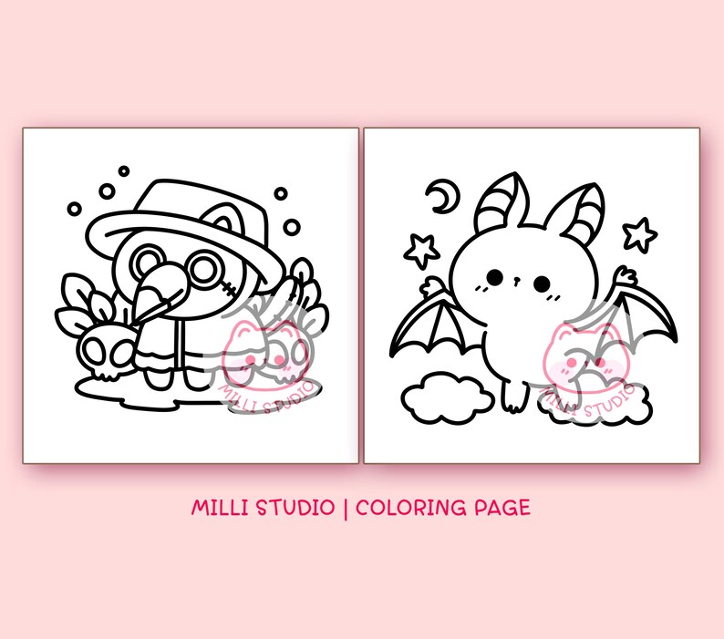 Halloween Bold and Easy Coloring Pages for Adults - 10 Pages Simple Coloring Sheet Kawaii Coloring Book Aesthetic Teen Coloring Pages