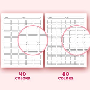 Color Swatch Chart Printable, Blank Color Swatches Sheets PDF, Alcohol Markers Blank Color Chart Printable, 40 80 100 120 Color Swatch