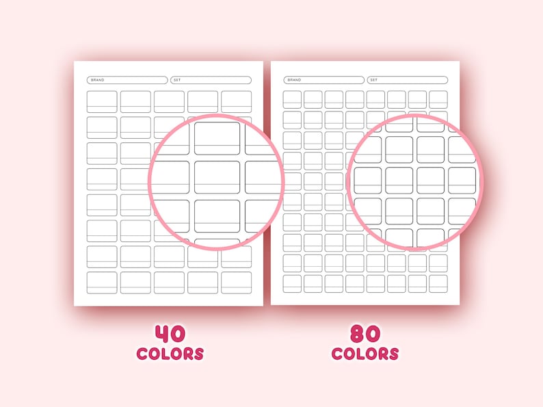 Color Swatch Chart Printable, Blank Color Swatches Sheets PDF, Alcohol Markers Blank Color Chart Printable, 40 80 100 120 Color Swatch