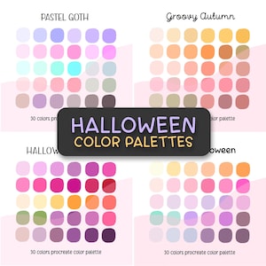 Halloween Bundle Aesthetic Color Palette Procreate palette swatches, Kawaii color palette procreate color palette, iPad Procreate Tools