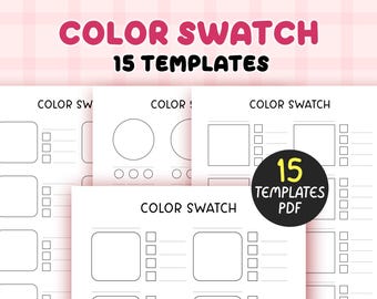 Pattern Color Swatch Chart printable, Kawaii Color Swatches Sheets PDF, Alcohol Markers Blank Color Chart Printable, Pattern color test