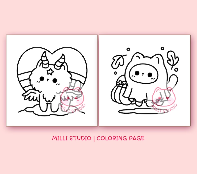Halloween Bold and Easy Coloring Pages for Adults - 10 Pages Simple Coloring Sheet Kawaii Coloring Book Aesthetic Teen Coloring Pages
