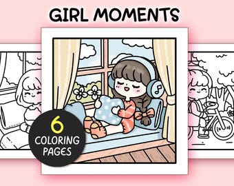 Kawaii Cozy Girly Malseiten zum Ausdrucken, Ausmalseiten für Mädchen, Malseiten, Malseiten, Ausmalseiten