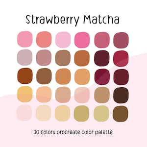 Strawberry Matcha Aesthetic Color Palette Procreate palette swatches, Kawaii color palette procreate color palette, iPad Procreate Tools