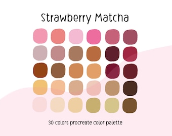 Strawberry Matcha Aesthetic Color Palette Procreate palette swatches, Kawaii color palette procreate color palette, iPad Procreate Tools