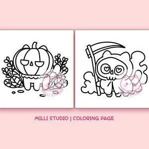Halloween Bold and Easy Coloring Pages for Adults - 10 Pages Simple Coloring Sheet Kawaii Coloring Book Aesthetic Teen Coloring Pages