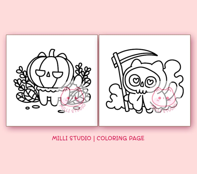 Halloween Bold and Easy Coloring Pages for Adults - 10 Pages Simple Coloring Sheet Kawaii Coloring Book Aesthetic Teen Coloring Pages