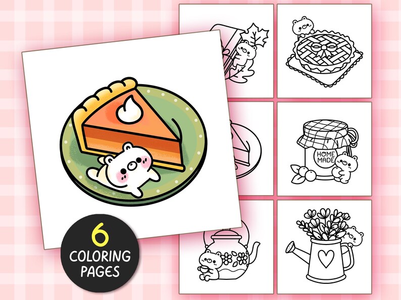 Autumn Bundle Fall Kawaii Cozy Coloring Pages Bundle for Adults, 24 Pages Autumn Aesthetic Coloring, Bold and Easy Coloring page for teen