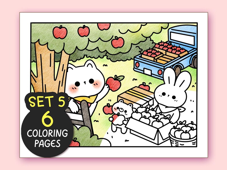 Autumn Bundle Fall Kawaii Cozy Coloring Pages Bundle for Adults, 24 Pages Autumn Aesthetic Coloring, Bold and Easy Coloring page for teen