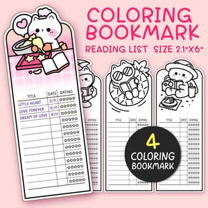 Pode incluir: Conjunto de quatro marcadores de página imprimíveis para colorir com ilustrações de animais adoráveis. Cada marcador inclui uma lista de leitura com seções para o título, a data e a classificação. Os marcadores medem 5,3 cm por 15,2 cm.