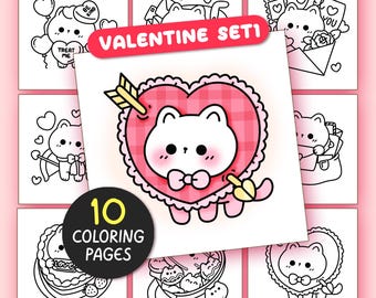 Páginas para colorear de San Valentín atrevidas y fáciles para adultos: 10 páginas Hoja para colorear sencilla Libro para colorear kawaii Páginas para colorear estéticas para adolescentes