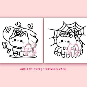 Halloween Bold and Easy Coloring Pages for Adults - 10 Pages Simple Coloring Sheet Kawaii Coloring Book Aesthetic Teen Coloring Pages