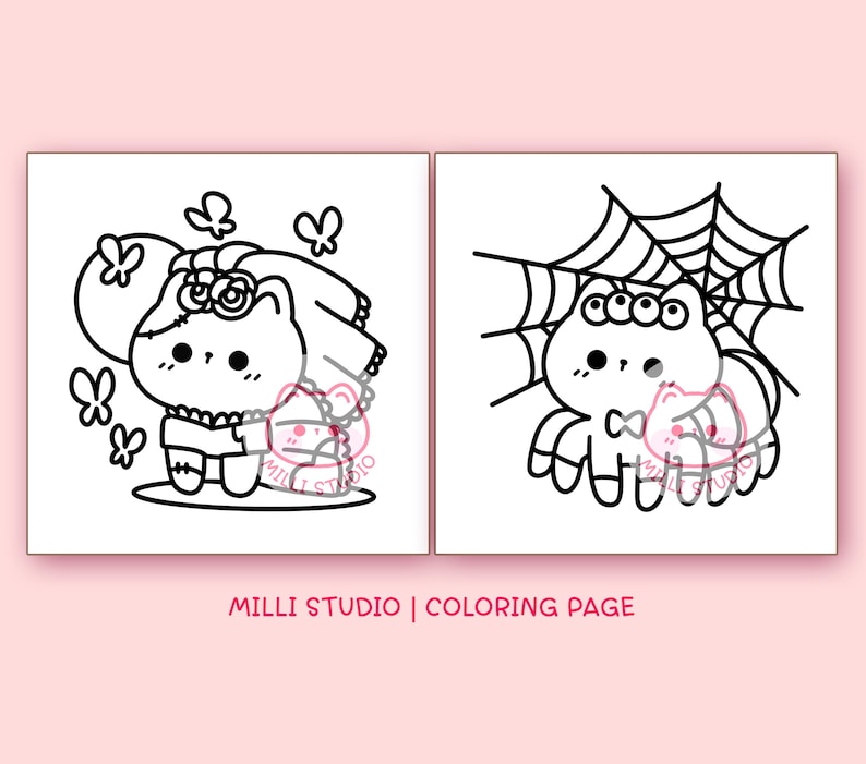 Halloween Bold and Easy Coloring Pages for Adults - 10 Pages Simple Coloring Sheet Kawaii Coloring Book Aesthetic Teen Coloring Pages