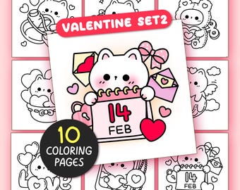 Páginas para colorear de San Valentín atrevidas y fáciles para adultos: 10 páginas Hoja para colorear sencilla Libro para colorear kawaii Páginas para colorear estéticas para adolescentes