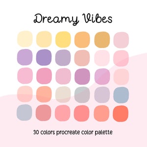 Dreamy Vibes Aesthetic Color Palette Procreate palette swatches, Kawaii color palette procreate color palette, iPad Procreate Tools