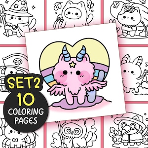 Halloween Bold and Easy Coloring Pages for Adults - 10 Pages Simple Coloring Sheet Kawaii Coloring Book Aesthetic Teen Coloring Pages