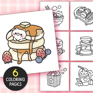 Food & Drink Bold and Easy Coloring Pages for Adults - 6 Pages Simple Coloring Sheet Aesthetic Coloring page Teen Kawaii Coloring Book