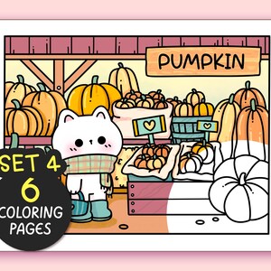 Autumn Bundle Fall Kawaii Cozy Coloring Pages Bundle for Adults, 24 Pages Autumn Aesthetic Coloring, Bold and Easy Coloring page for teen