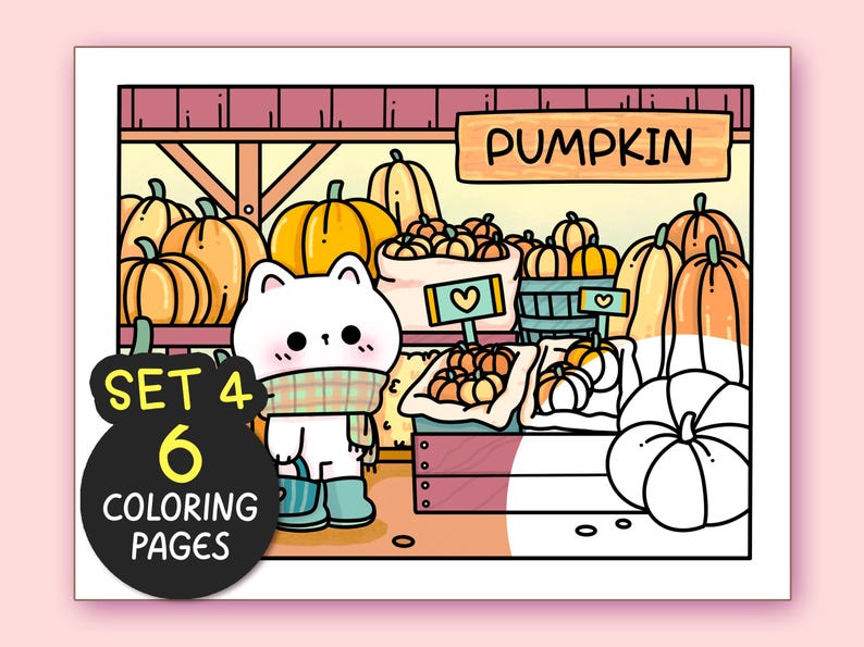 Autumn Bundle Fall Kawaii Cozy Coloring Pages Bundle for Adults, 24 Pages Autumn Aesthetic Coloring, Bold and Easy Coloring page for teen