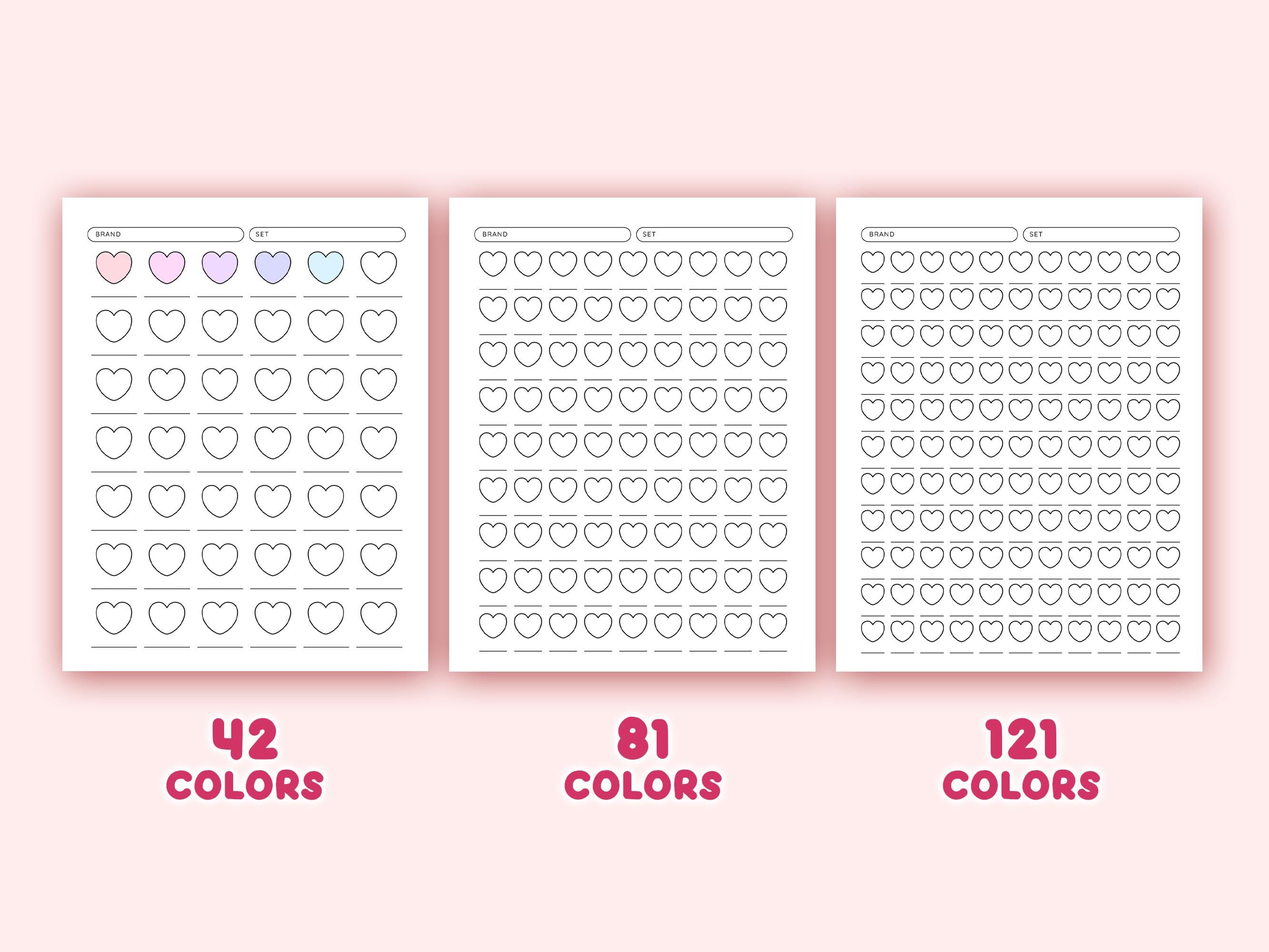 Heart Color Chart Heart Color Swatch Chart Printable, Blank Color Swatches Sheets PDF ...