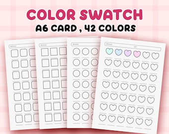 A6 Swatch Card, Color Swatch Chart Printable, Blank Color Swatches Sheets PDF, Alcohol Markers Blank Color Chart Printable 42 color test