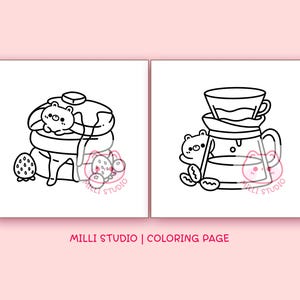 Food Drink & Sweet Bold and Easy Coloring Pages for Adults - 6 Pages Simple Coloring Sheet Aesthetic Coloring page Teen Kawaii Coloring Book