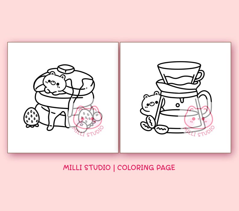 Food Drink & Sweet Bold and Easy Coloring Pages for Adults - 6 Pages Simple Coloring Sheet Aesthetic Coloring page Teen Kawaii Coloring Book