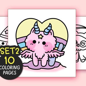 Halloween Bold and Easy Coloring Pages for Adults - 10 Pages Simple Coloring Sheet Kawaii Coloring Book Aesthetic Teen Coloring Pages