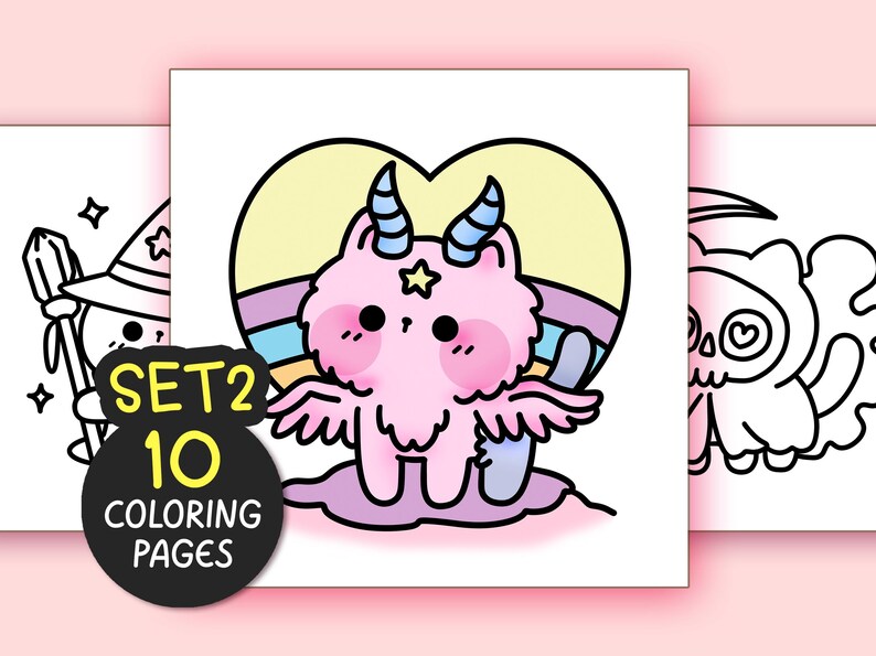 Halloween Bold and Easy Coloring Pages for Adults - 10 Pages Simple Coloring Sheet Kawaii Coloring Book Aesthetic Teen Coloring Pages