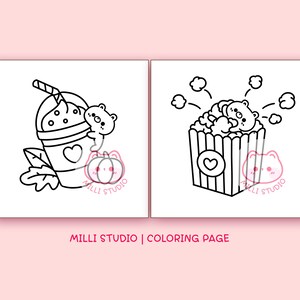 Food Drink & Sweet Bold and Easy Coloring Pages for Adults - 6 Pages Simple Coloring Sheet Aesthetic Coloring page Teen Kawaii Coloring Book