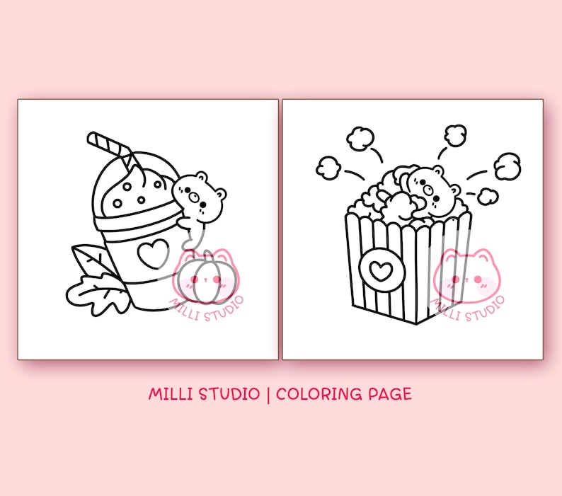 Food Drink & Sweet Bold and Easy Coloring Pages for Adults - 6 Pages Simple Coloring Sheet Aesthetic Coloring page Teen Kawaii Coloring Book
