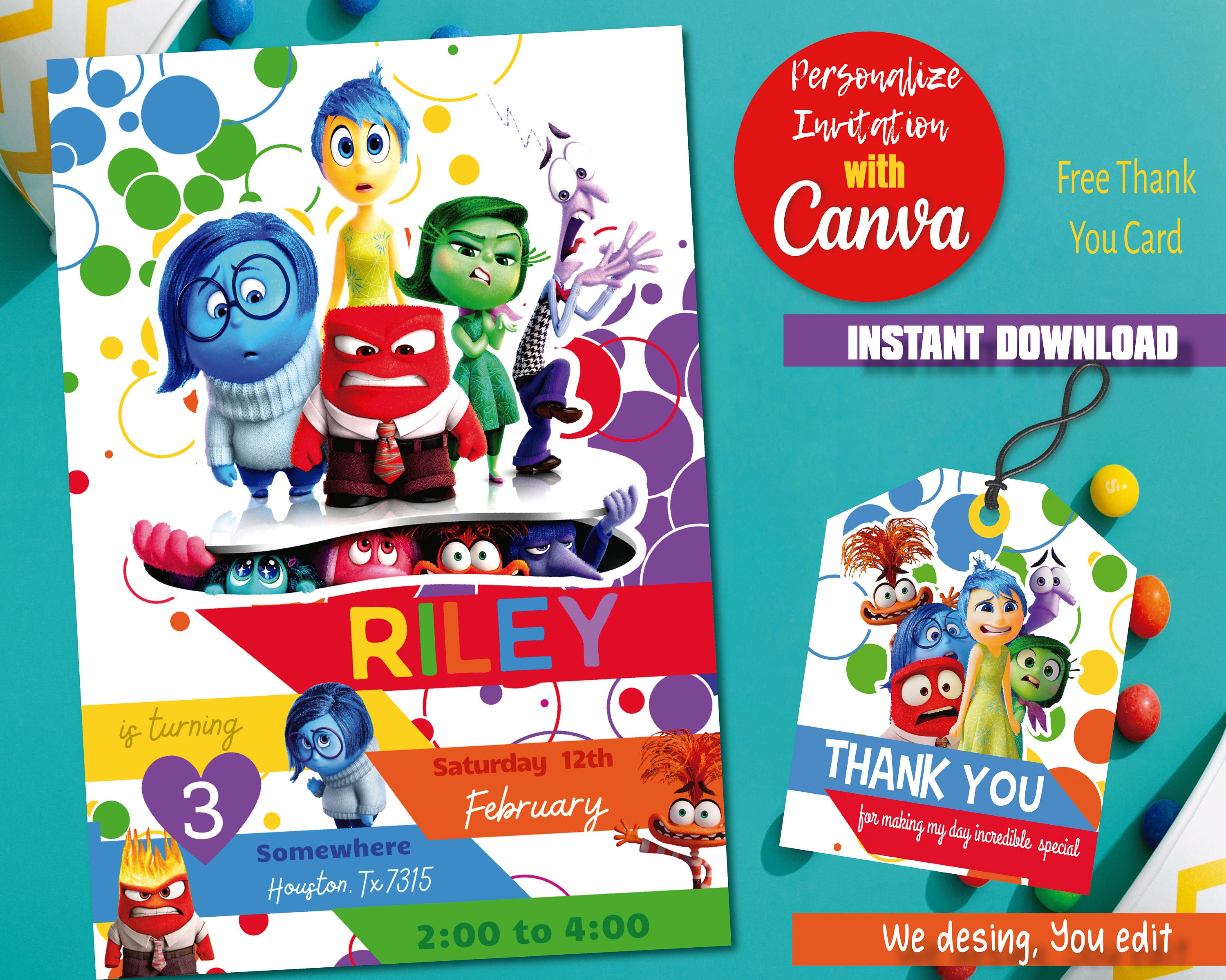 Inside Out 2 Invitation Template Canva Easy Download Party Etsy Inside Out 2 Invitation Template Canva Easy Download Party Etsy