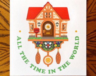 Animal Crossing Cuckoo Clock House Art Print 10x10