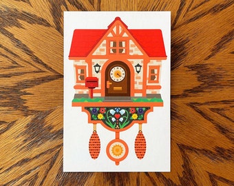 Animal Crossing Cuckoo Clock Postcard